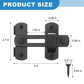 1 Pack 4 Inch Flip Latch Gate Latches, Matte Black Stainless Steel Safety Door Sliding Locks for Barn Windows Cupboards Wooden Fence Grilles