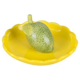 Villa d'Este Home Tivoli 2020 Piattino decorativo tondo 11,2 cm in ceramica, design limone, Fruit Life