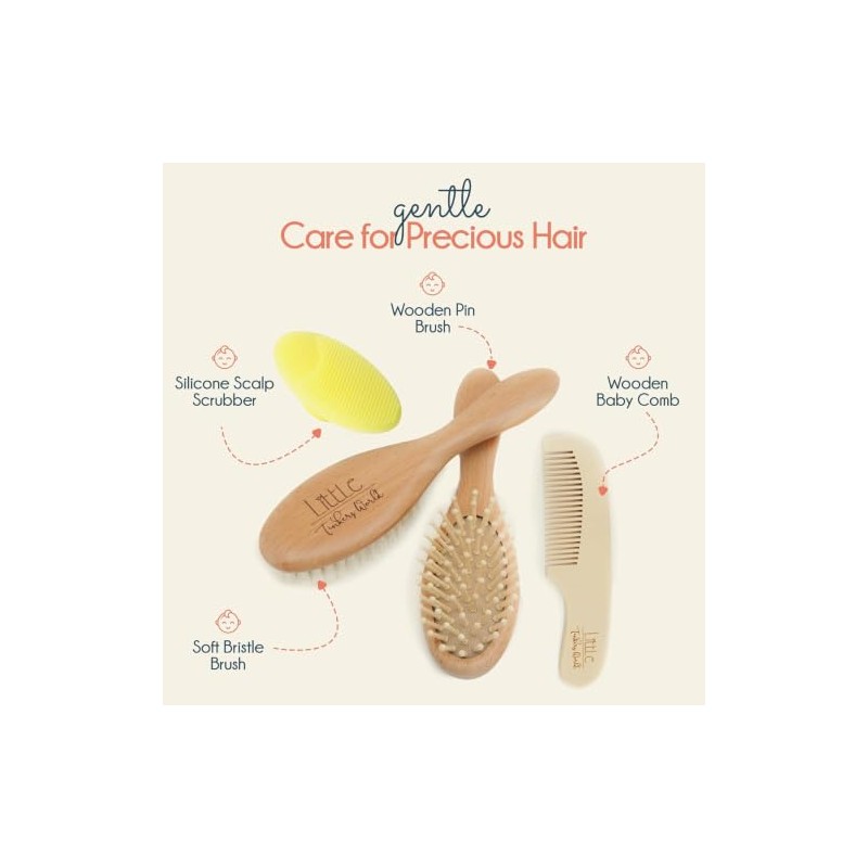 Cepillo para Cabello Bebe 4 Piezas, Peine para Bebe