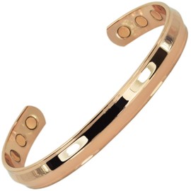 Copper Magnetic Bracelet Men Women Copper Bangle Tarnish Free 6 Neodymium Magnets Adjustable-SP (L: Wrist 19.5-22.5cm/7.6-8.75")