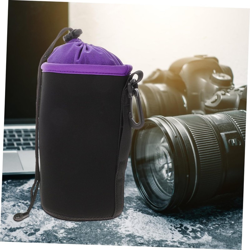 SHINEOFI 4pcs Camera Lens Bags Thickened Drawstring Storage Pouches for
