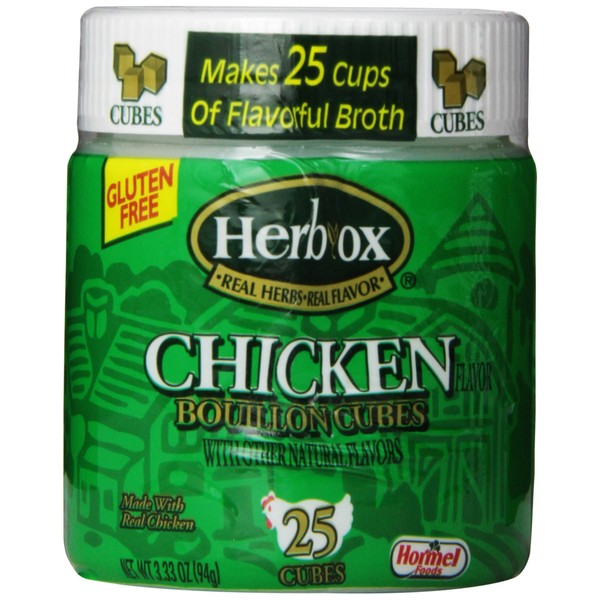 Herbox Bouillon Cubes Chicken 25 cubes, 3.33-Ounce (Pack of 6)