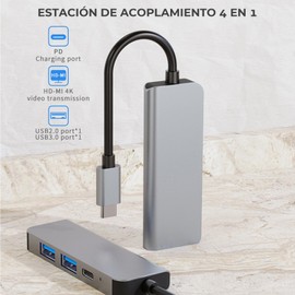WULAR HUB USB C, 4 en 1 Adaptador USB C Multipuerto a HDMI 4K 30Hz, 1 USB 3.0, 1 USB 2.0, 100W PD Carga Compatible con MacBook Pro, Macbook Air M1 M2, DELL y Más Dispositivos Tipo C