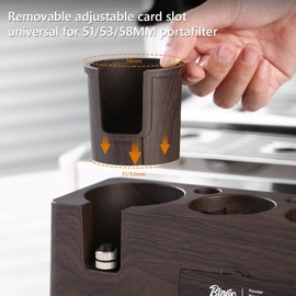 Bincoo Multifunction Espresso Tamper Station-Rectangular Fit 51/53/58mm (Brown)