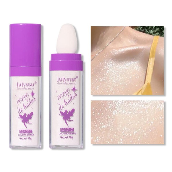 Fairy Highlighter Powder Highlighter for Body, Ofanyia Polvo De Hadas Highlighter Powder Stick, Natural Sparkle Highlighter Makeup Cosmetic for Face Body Makeup (01# White)