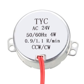 uxcell Synchronous Gear Motor AC 24V 0.9-1.1RPM 50-60Hz Electric Motor CCW/CW 4W for Electric Fan