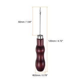 sourcing map 3pcs Handwork Sewing Awl Double Gourd Hook Head Awl Leather Punch Hole Tool with Wooden Handle Scratch for Broken Wire Drilling Stitching Repair and DIY Handmade, Rosewood Color