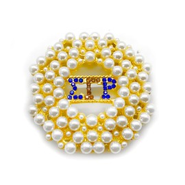 SIGMA GAMMA RHO Sorority Golden Brooch With Imitation Pearls & Rhinestone Metal Greek Letter Brooch Sorority Symbol SGR Member Jewelry Pin