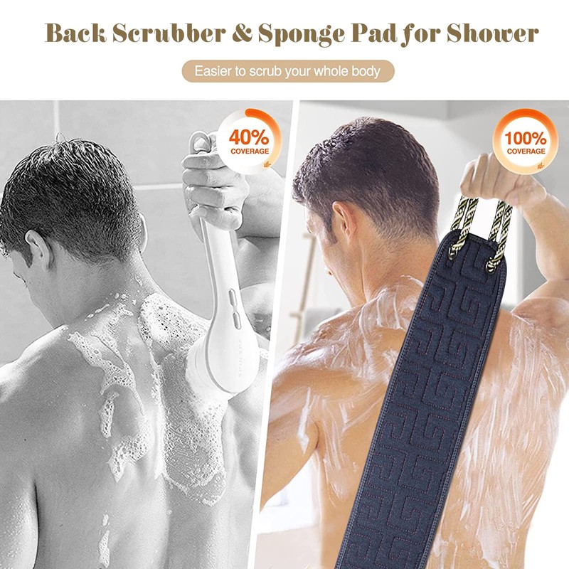 Kireida Exfoliating Back Scrubber for Shower, Double Sided Back Exfoliating