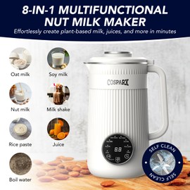 8 in 1 Nut Milk Maker Machine Blender, 32oz Homemade Soy, Almond, Oat, Coconut, Plant Based and Non Dairy Beverages, Nut Milk Maker Machines – with Delay Start and Keep Warm Functions