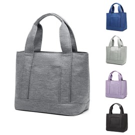 [ENLAN] Tote Bag, Mini Tote, Lightweight, Small, Lunch Bag, Stylish, Handbag, Women's, Divider, Walks, Shopping, Commuting, Unisex, Freestanding, Mini Bag (C-Gray)