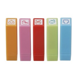 Gintori Sangyo Childcare Stamp, Set of 5, Life Stamp, Keep Your Child's Record Cute