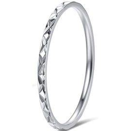 Jude Jewelers 1mm Stainless Steel Rhombic Faced Classic Plain Stackable Wedding Band Ring (Silver, 10)