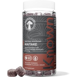 Known Tasty Maitake Gummies - 1000mg Maitake Mushroom with Vitamin D3 - Immune Support - Natural Elderberry Flavour - 60 Vegan Gummies, 1 Month Supply
