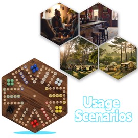 20 in Wooden Fast Track Board Game Original Aggravation Board Game Wahoo Board Game for 6 and 4 Players with Marbles and Dices Burnt Color Board Marble Game(Large)