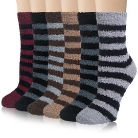 YSense 6 Pairs Women Fuzzy Fluffy Socks Cozy Slipper Socks Warm Soft Winter Plush Home Sleeping Socks Gifts