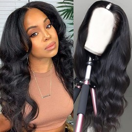 V Part Wig Human Hair Real Hair Wig Body Wave Wigs Upgrade U Part Wig Human Hair Wig Glueless Full Head V Clip In Half Wig Real Hair Wig Human Hair No Lace 18 Inches (45 cm)