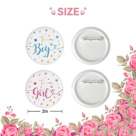 10 Pcs Twinkle Star Gender Reveal Button Pins, Team Boy Team Girl Badge Pins, Little Star Boy or Girl Stain Brooch Button for Baby Shower/Gender Reveal Party Decorations