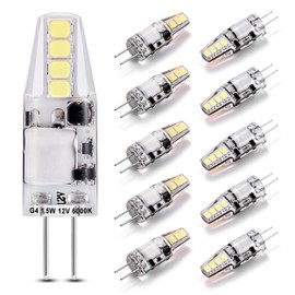 G4 RV Ceiling Recessed Puck Led Lights Interior 12v Replacement Bulbs,6000K White,JC Bi-Pin G4 1.5W T3 10W-20W Equiv for Landscape Camper Trailer Motorhome Marine Boat Deck Stair Step Path 150lm,10Pcs
