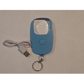 Rechargeable Pocket Magnifier 5X LED Soft Light and Keychain, Handheld Magnifier with Light, Illuminated Magnifier for Reading Coins Jewelry (Blue)