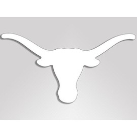 White Vinyl Steer Head Shaped Sticker (Longhorn Bull Horns Outdoor Weatherproof Decal for car or Truck Window (3 x 6 inch)