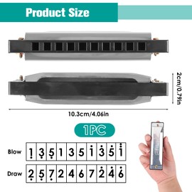 Harmonica Key of C 10 Holes 20 Tones Diatonic, Blues Mouth Organ C Key with Case for Beginner Adult, Kids, Students, Professionals Teaching Performance, Music Lovers Gift