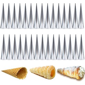 30 PCS Non-Stick Cream Horn Molds Large, 5" Big Size Stainless Steel Cream Horn Mold for DIY Cooking Danish Pastry Lady Lock Form, Cream Roll, Croissant Roller, Ice Cream Egg Roll