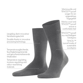 FALKE Men's No. 6 Dress Socks, Lightweight, Silky Soft, Breathable, Luxurious Merino Wool Silk, Designer Stockings, Black (Black 3000), 6.5-7.5, 1 Pair