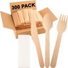 LemonRoad 300 Sets Wooden Cutlery Set Bulk Disposable Individually Wrapped