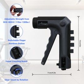 HXD-ERGO Hand Grip Strengthener, Finger Grip Strength Trainer Forearm Strengthener with Adjustable Resistance 5-60kg, Hand Exerciser for Muscle Building and Hand Injury Recover, Black