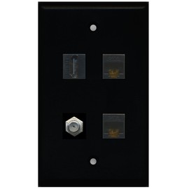 RiteAV - 1 Port HDMI 1 Port Coax Cable TV- F-Type 2 Port Cat6 Ethernet Wall Plate - Black