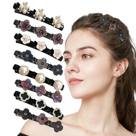 8 Pieces Sparkling Crystal Stone Hair Clips Sparkling Rhinestone Hair Clips Lightweight Braided Hair Clips Multiple Colors Braided Rhinestone Hair Clips for Women and Girls Elegant Hair Clips