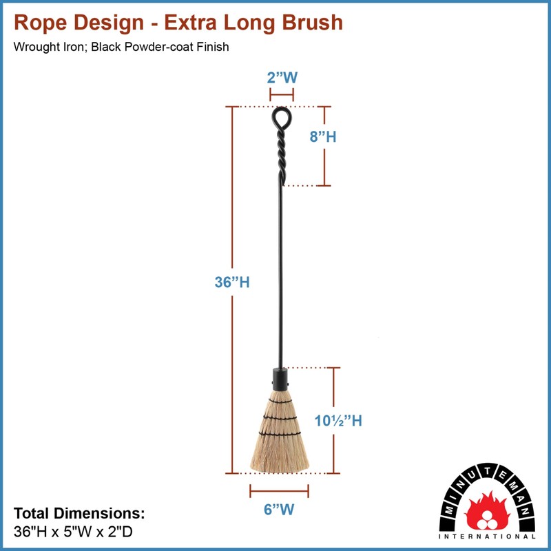 Minuteman International WRL-02B Rope Design Brush, Extra Long Single Fireplace