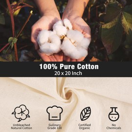 Cheese Cloths for Straining Reusable, 9Pcs Grade 100 Cheese Cloth 20 x 20 Inch, Ultra-fine Weaved Muslin Cloth with Hemmed Edges, Unbleached Cheesecloth for Straining, Juicing, Baking, Cheese Making