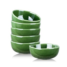 vicrays Ceramic Cereal Bowls Set - Porcelain 26 Ounce Soup Salad Bowls - Rice Dessert Cream Bowls Set - Chip Resistant Dishwasher Microwave Safe - Set of 6 (Green)