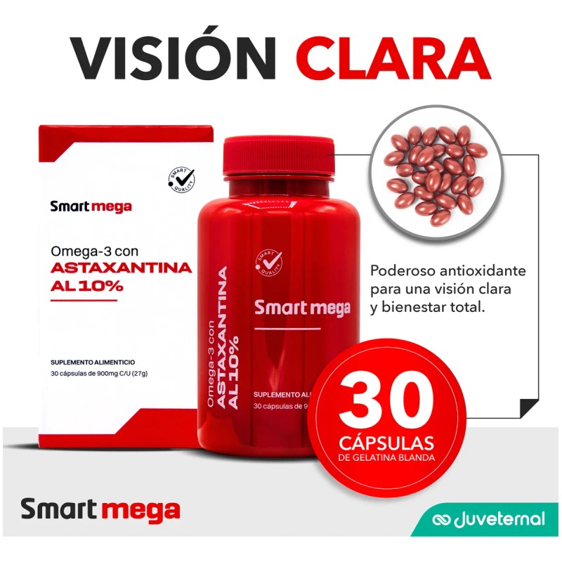 Smart Mega Omega 3 Con Astaxsantina Pura Al 10% 30
