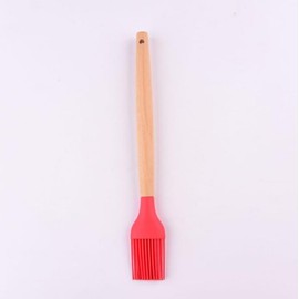 Silicone Oil Brush with Wooden Handle,Durable Basting Brush Pastry Brush,Easy to Clean for Cooking Baking Grilling (Red)