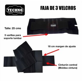 Faja De Tres Velcros + Vendas Para Rodillas Gym Pack