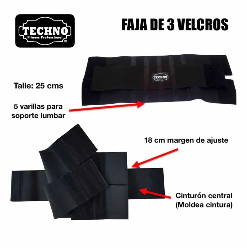 Faja De Tres Velcros + Vendas Para Rodillas Gym Pack