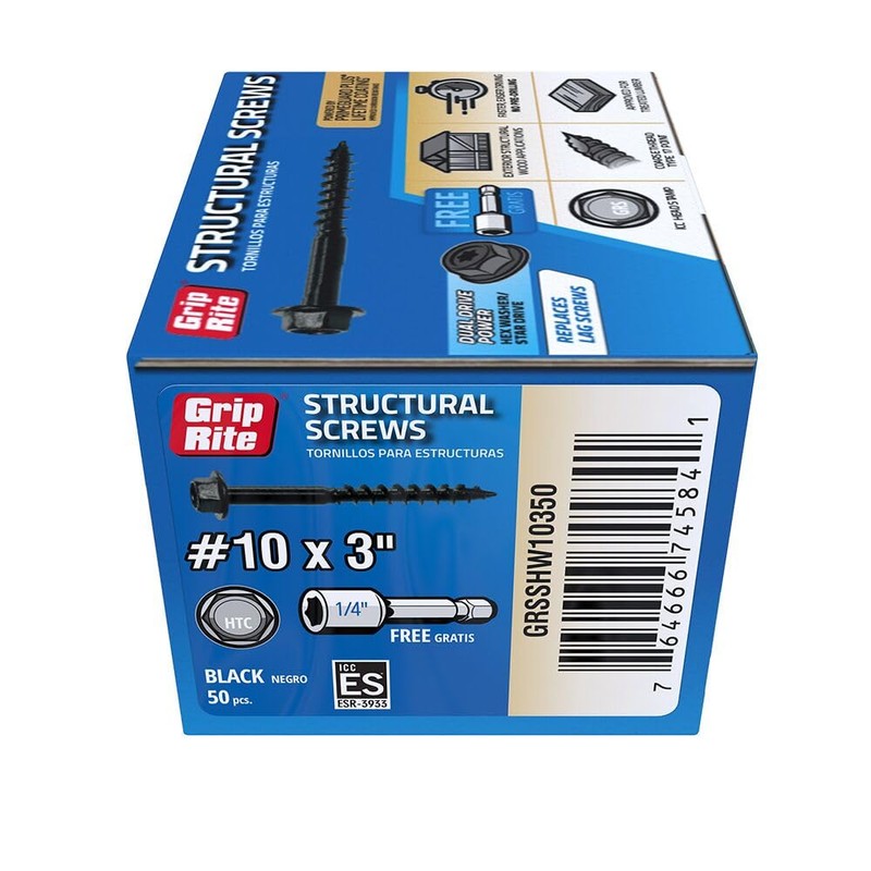 Grip-Rite GRSSHW10350#10 x 3 Structural Screw Dual Drive Power Hex