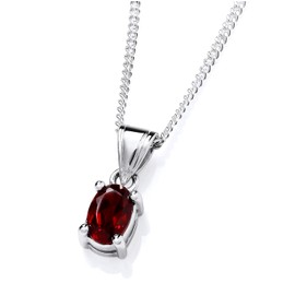 925 Sterling Silver Garnet Oval Pendant Necklace - January Birthstone + 16 18 20 inch Chain (18)
