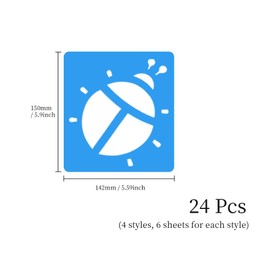 ONEBO Pack of 24 Reusable Hollow Painting Stencils, DIY Drawing Template, Drawing Stencil, for DIY Crafts, Scrapbooking, Diary, Notebook (4 Themes)