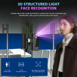 Swokely Smart Lock Glass Door Lock WiFi Remote Unlocking TT APP Face Fingerprint Password IC Card Unlocking Methods 2600mAh Rechargeable Battery Door Lock for 10-12mm Thickness Office Home Bedroom