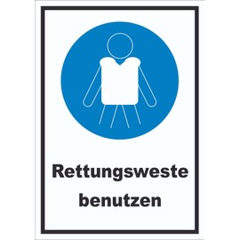 HB-Druck Rettungsweste benutzen Schild A4 (210x297mm)