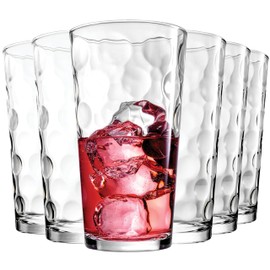 Home Essentials Highball Glasses Set of 6 Bubble Glassware Cooler Set, 17 oz Kitchen Glasses Tall Collins Everyday Basic Home Bar Drinkware Water Juice Coctails