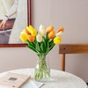 Yellow Tulips Artificial Flowers with Vase, 15 Pcs Faux Tulip