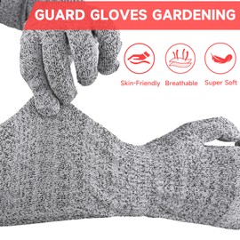 WEILONGB Guard Gloves Gardening, Long Gardening Gloves,Level 5 Cut Resistant Gloves With Long Arm Sleeves, Long Gardening Gloves for Work Kitchen Heavy Duty,Gardening Gloves for Men and Women (55 CM)