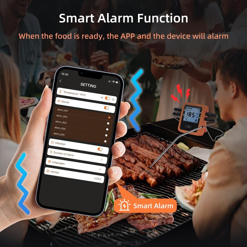 Mcbazel Smart Bluetooth Meat Thermometer with 4 Probes, Digital Food