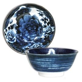 Made in Japan Japanese Rice Soup Noodle Bowl 6"D Porcelain Lucky Karajishi Lion Made in Japan