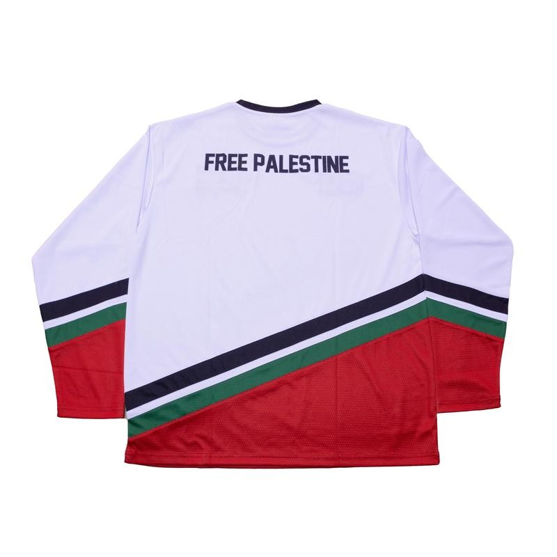 Falastin White Oversized Hockey Jersey - Size: Large